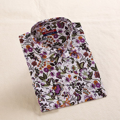 Dioufond Women Summer Blouses Vintage Floral Blouse Long Sleeve Shirt Women Camisas Femininas Female Tops Fashion Cotton Shirt