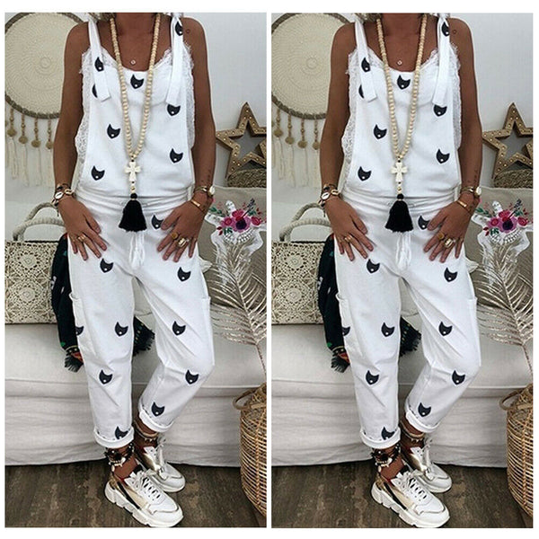 2019 Fashion Women's Casual Loose Jumpsuit Dungarees Playsuit Strappy Baggy Romper Loose Long Pant Trousers Overalls