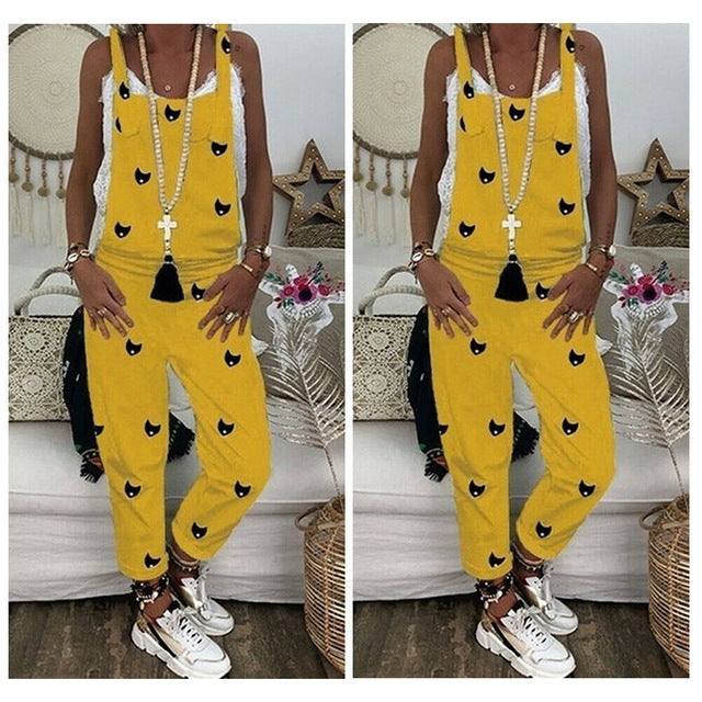 2019 Fashion Women's Casual Loose Jumpsuit Dungarees Playsuit Strappy Baggy Romper Loose Long Pant Trousers Overalls