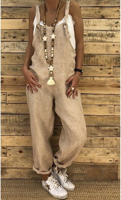 Summer Women Lady Clubwear Loose Bodysuits Cotton Linen Playsuit Party Jumpsuit Romper Long Trouser Overall New Fashion