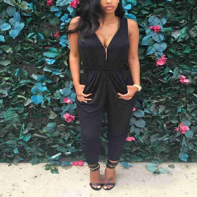 Summer Women Fashion Clubwear Playsuit Bodycon Party Chiffon Sleeveless V Neck Jumpsuit Romper Pants HOT