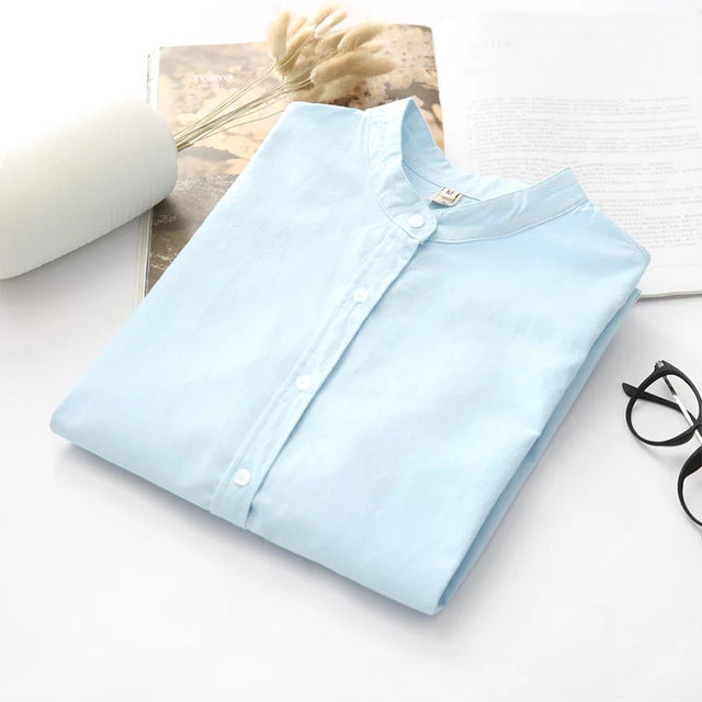 Long Sleeve White Blue Womens Oxford Shirts Plus Size 2019 New Casual Woman Office Blouse Female Wear High Quality Ladies Tops