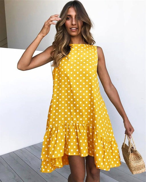 Wave Point Dress Ruffle Women 2019 Spring Summer New Fashion Street Sexy Casual Slim Thin Beach Party O Neck Mini Dress Vestidos